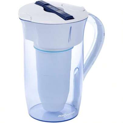 ZeroWater 10 Cup Round Water Filter Pitcher White And Blue
