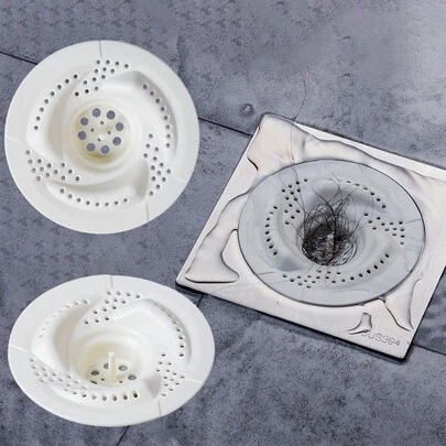 4 件装可重复使用旋涡式地漏盖，带毛发收集器，快速排水防回流，无需工具即可安装，易于拉起清洁，圆形防刮材质，专为长发和宠物家庭设计，适用于浴室和厨房水槽，浴室配件，浴室工具