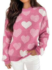 Mommy And Me Family Matching Sweaters Christmas/New Year/Valentine's Day Outfit Long Sleeve Crew Neck Cable Knit Sweaters MamaMini Pullover Jumpers Tops - 粉色 - 查看 10