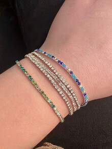 10/15/20 Stücke süße und modische Armband mit bunten Strass-Steinen für Mädchen, mit vielen leuchtenden Farben, geeignet für tägliche Auftritte, Bühnenauftritte, Freundschaftsgeschenke, Accessoires - Zufälliges Strass-Stretcharmband - Übersicht 10