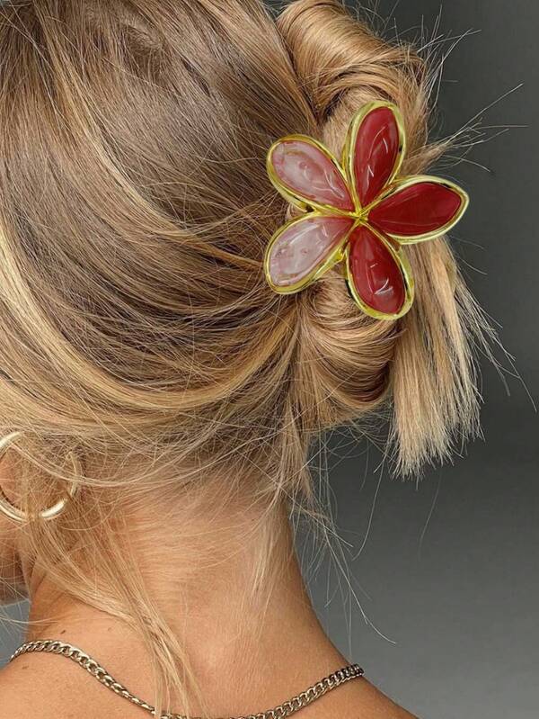 6 pièces/3 pièces/1 pièce Clips à cheveux fleurs de marguerite dégradé rétro, clips à griffes doux pour les vacances à la plage, accessoires élégants pour les cheveux, pince à cheveux d'hiver