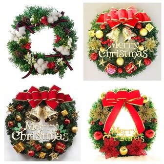 1 件圣诞花环，欧美风格窗户/门挂饰，圣诞快乐花环装饰