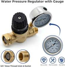 RV Pressure Regulator With Gauge 45-160 PSI With Tool-Free Handle & 3/4" NH Thread For Camper - 1 - View 4