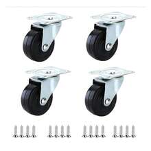 1-Inch Small Caster Wheels 90lbs Low Profile Casters No Brake, No Floor Marks Quiet Casters For Mini Cart, Set Of 4, Low Profile Wheels For Furniture, Noiseless Mini Swivel Rubber Casters With 360 Degree Top Plate For Small Furniture