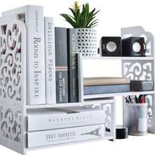 Corner Desk Organizer, Equipped With An Adjustable Study Bookshelf For Books, Documents And Office Supplies. Space-Saving Multi-Functional Storage Rack, Nail Board Design, Expandable Width, Durable Metal Frame - A - View 10