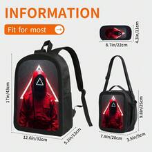 3pcs Red  Figure Perfect Gift Laptop & Tablet Storage Bag Travel Backpack Large Capacity - Schwarz - Übersicht 5