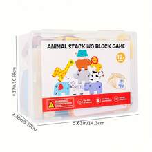 Wooden Large Animal Sorting And Stacking Block Game Toy, Balance Building Game, Animal Recognition With 10 Advanced Challenge Cards, Suitable For Girls And Boys Aged 1, 2, 3 Years Old, Kindergarten Educational Toy, Youngsters's Festival Birthday Gift