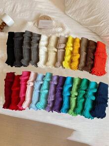 1 Pair Women's Candy Color Leg Warmers, Comfortable Casual Leg Warmers For Autumn/Winter, Cozy