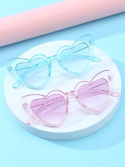 1 pieza Gafas de moda con forma de corazón lindas para niños, para niños y niñas, adecuadas para fiestas, viajes al aire libre, vacaciones en la playa, accesorios de fotografía