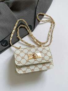 Casual Chain Small Square Crossbody Bag, Fashionable & Charming For Girls