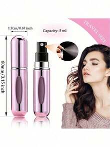 ​​Leak-Proof Portable Perfume Atomizer, 5ml - Refillable Travel Spray Bottle With Fine Mist, Shiny Pink Design​ - 粉色 - 查看 2