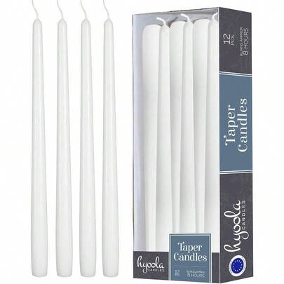 12 Pack Tall Taper Candles 10 Inch White Dripless Unscented Dinner Candle Paraffin Wax With Cotton Wicks 8 Hour Burn Time