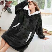Oversized Wearable Hoodie Blanket, Soft Fuzzy Microfiber & Sherpa Wearable Blanket Sweater With Giant