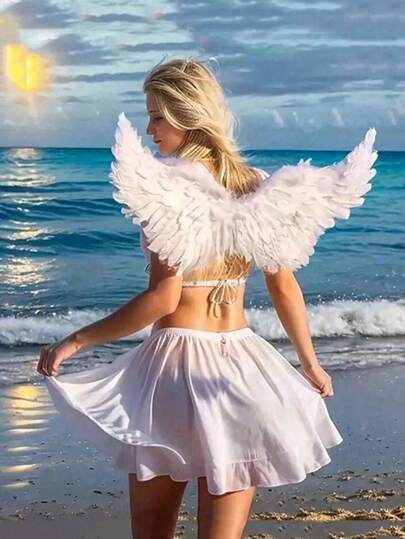 1pc Angel Wings, Halo Headband, And Fairy Wand - Stage Performance Costumes, Party Decoration Photography Props, Holiday Party Costumes, Cosplay Costume Props, Suitable For Angel Cosplay, Holiday Party Events, Masquerade Parties, Weddings, Christmas, Carnivals, Birthday Parties, And Stage Performances, It Is The Perfect Gift For Family And Friends Prom