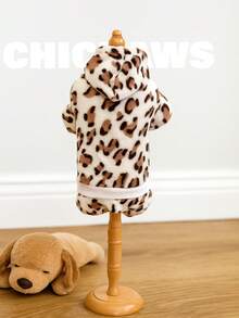 holdhoney 1-Piece Animal Print Jumpsuit Dog Cat Clothes, Winter Plush Fleece Bodysuit - Cozy Warm Windproof Pet Apparel, Cute Fashion Outfit For Small Medium Dogs Cats, Christmas Gift, Birthday Party, Daily Wear, Outdoor Walking, Photo Shoots, Holiday Celebration, Snow Day Adventure