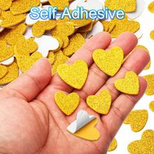 Foam Stickers, EVA Self Adhesive Glitters Foam Shape Sticker Craft Supplies For Scrapbook Card DIY Making Home Decor - 金色心形款150Pcs - 查看 4