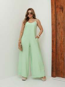 A&DD MODA, REF: Y492 Elegant Women's Jumpsuit With Suspenders, Adjustable Straps And Side Pockets, Casual And Sophisticated Modeling, Uncomplicated And Chic Look, Women's Jumpsuit Tailored For All Occasions, Modern And Comfortable Style - 綠色 - 查看 3