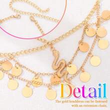 Sequin Gold Head Chain Jewelry Snake Egyptian Headpiece Festival Costume Headband Hair Accessories For Women