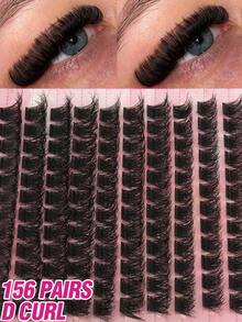 156 Clusters Of Fine Individual Eyelashes With A Natural Look, D-Curl, 8-16mm Mixed Length, Fluffy And Thick. DIY Eyelash Extension For Volume And Length. Easy To Apply And Reusable. Comfortable Eyelash Clusters. Individual Eyelashes. False Eyelashes For Personal Use. Suitable For Festivals, Parties, Halloween, Role-Playing, Etc. - D - 查看 2