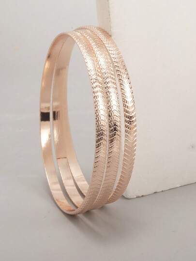 3 أساور معدنية فاخرة بنمط سهم بسيط للارتداء المتراكب