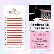 CoMango 12 Rows Mixed 8-15mm Ombre 5D Floral False Eyelashes, 0.07mm Fan-Shaped Premade Fluffy Natural Eyelash Extensions, Wholesale - trái cam - Xem 16