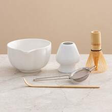 1pc/2pcs/5pcs Premium Matcha Set, Ceramic Bowl With Spout & Bamboo Whisk, Breakfast/Latte Matcha Preparation Set, Matcha Starter Kit, Unique Matcha Gift Box - Yellow - View 5