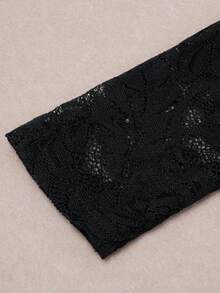 Elegant Tulle Lace Chiffon Knee-Length Dress, Suitable For Festivals, Parties, Weddings, Graduations And Other Occasions, A-Line Lace Dress - Black - View 4
