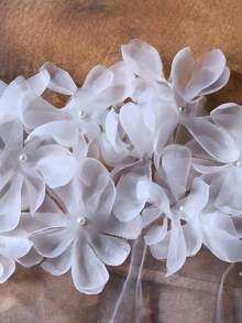 1pc Handmade Organza 3D Floral Bridal Shawl, Soft Nylon Chiffon, Suitable For Wedding Dress Photography Props, Women's Evening Gown Accessory, One-Piece Style, Heat-Resistant To Reduce Wrinkles