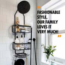 Metal Hanging Shower Caddy Large Capacity Shower Rack For Bathroom Kitchen & Living Room - Black - View 1