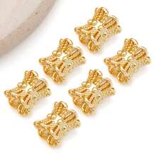 10/50 件真 18K 镀金花丝金色花形珠子端盖 漂亮花丝金色珠子端盖 适用于工艺品 DIY 珠宝制作用品 - 金色 - 查看 23