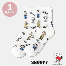 SNOOPY 1/3/4/8双装中筒袜 卡通袜 可爱动漫周边中筒袜 创意个性化卡通情侣袜 百搭袜 - 彩色 - 查看 6