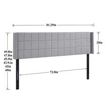 VECELO Adjustable Linen King Headboard With Wingback, Tufted Upholstered Design For King Or Queen Bed, Nailhead Trim,Grey - 灰色 - 查看 10
