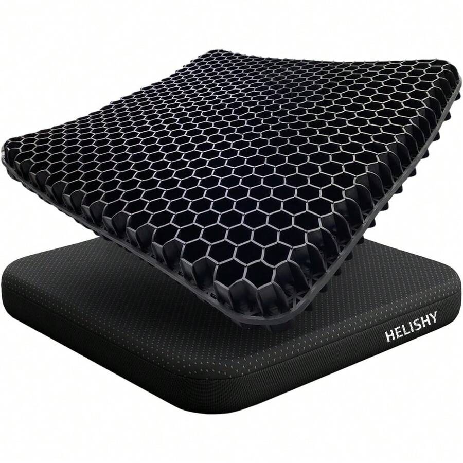 Gel Seat Cushion - Non- Egg Seat Cushion Chair Pads - Office Chair Car Seat Cushion For Sciatica & Back Pain Relief - Coccyx Cushion For Home, Wheelchair, Computer, Desk Chair, Truck - Black - View 1