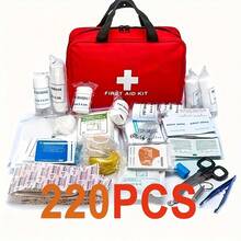 184 piezas Kit de primeros auxilios, suministros médicos de emergencia multiusos portátiles, adecuado para excursiones al aire libre, campamento, etc. - Rojo - Ver 6