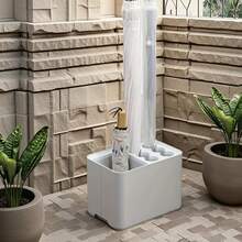 Space-Saving Modern Umbrella Stand With Drip Tray - Stylish White Plastic, Holds 10/15 Umbrellas, Perfect For Home And Office Entrance Corner Storage, Umbrella Stand - Multicolor - View 4