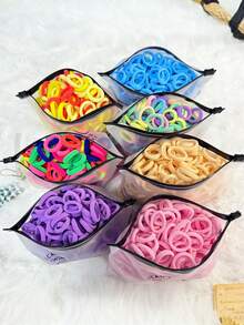 50pcs Minimalist & Practical Hair Scrunchies, Daily Home Hair Accessories Suitable For Girls Back To School Season - Multicolor - View 3