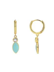 Charm-In 1 par de pendientes de piedra de circonita geométrica con baño de oro de 18K, regalo para el Día de San Valentín, Día de la Madre