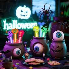 24 Pack Halloween Party Favors Glow Sticks Bulk For 4 Inch Glow In The Dark Halloween Goodie Bags Stufffers Classroom Trick-Or-Treat Favors Supplies