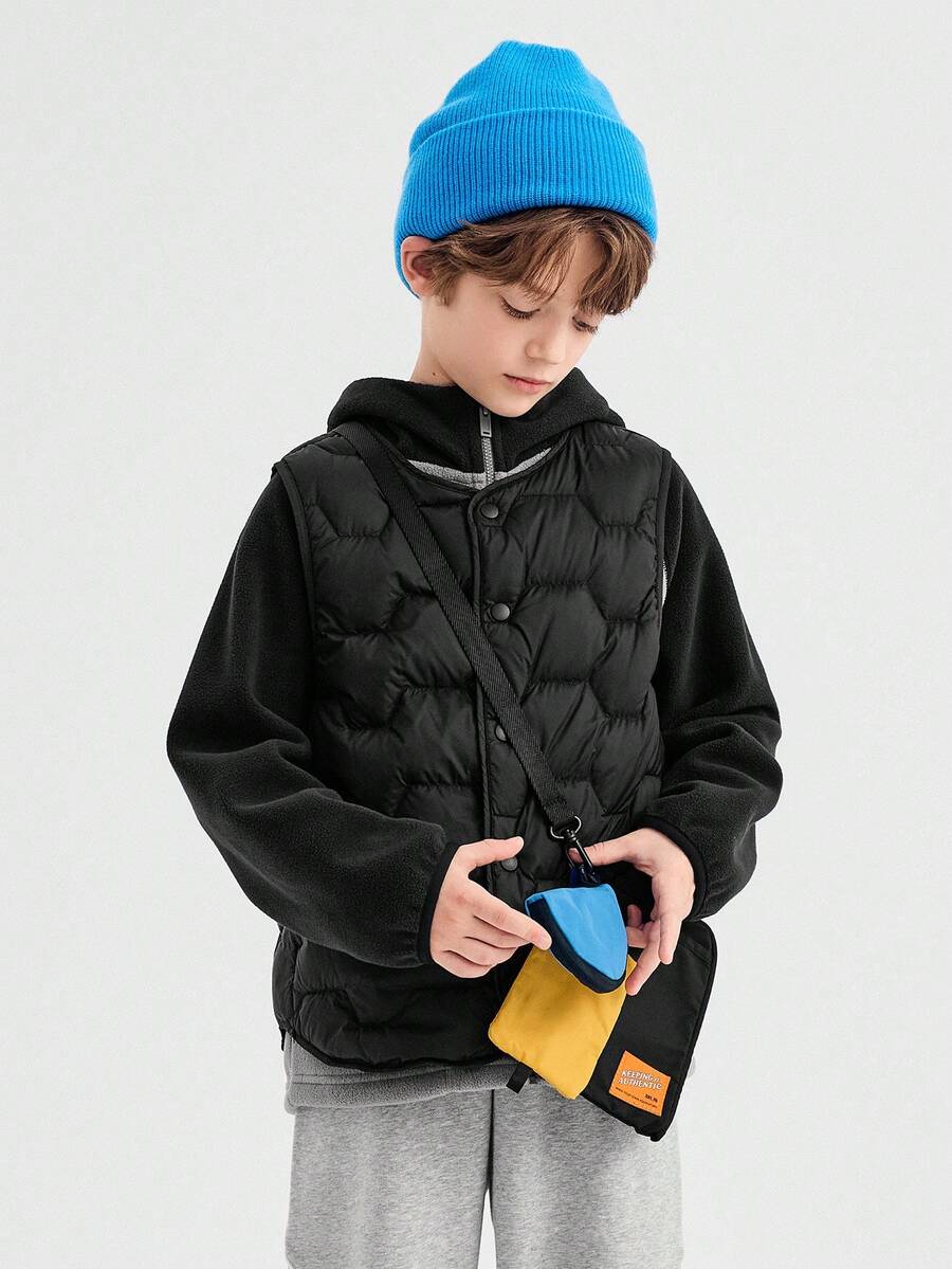 Balabala 2025年冬季儿童轻薄羽绒背心 防水保暖 - 黑色 - 查看 1