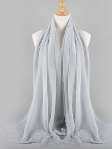 1pc Women's Shimmery Textured Mesh Muslin Hijab Veil - Multicolor - View 11