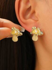 1 Pair Vintage Elegant Smooth Half-Sphere C-Shaped Earrings, Fashion Jewelry Accessories, Lightweight Luxurious Style Suitable For Daily, Party, Wedding Wear