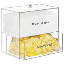 Acrylic Dryer Sheet Holder And Dispenser Container Box For Laundry Room Organization Storage For Fabric Sheets Dryer Balls Clothes Pins Laundry Pods - Clear - View 1