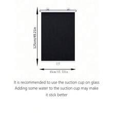 无需钻孔遮光百叶窗带 3 个吸盘黑色可伸缩卷帘便携式窗帘适用于家庭办公室汽车