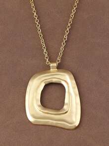 1 Piece Silver/Matte Gold Large Boho Open Charm Pendant Chain Statement Necklace Women,Western Jewelry,Valentine's Day,Jewelry,Necklace,Bracelet Set,Wedding Jewelry,Bracelets Women - Nhiều màu - Xem 1