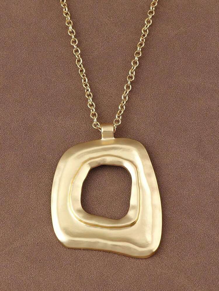 1 Piece Silver/Matte Gold Large Boho Open Charm Pendant Chain Statement Necklace Women,Western Jewelry,Valentine's Day,Jewelry,Necklace,Bracelet Set,Wedding Jewelry,Bracelets Women - 彩色 - 查看 1