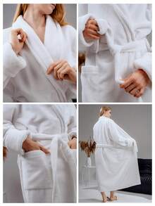 一件男女通用纯色浴袍,酒店浴袍,可作毛巾、浴袍穿着,带帽或翻领,多种颜色可选,适合居家、酒店、浴室、派对、游泳池、野餐等各种场合,四季皆宜,可作浴室装饰、礼品、浴袍、浴室配件、情人节礼物。 - 珊瑚絨浴袍 - 查看 6