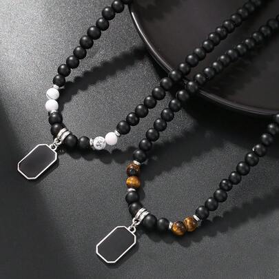 قلادة من خرز العين النمر والفيروز للرجال، من الصلب التيتاني غير البهت، بسيطة وشاملة، إكسسوار هيب هوب عصري جديد