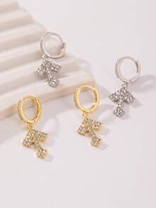 1 Pair Fashion Cubic Zirconia Cross Drop Earrings For Women For Wedding Engagement Anniversary Party Jewelry Valentine's Day Gift,Mom,Mother,Mother's Day,Gift