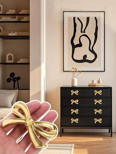 1pc Upgrades Gold Bows Dresser Knobs Elegant Metal Handles Decorative Cupboard Handles Kitchen Drawer Pull For Home Cabinetry