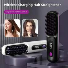 2025 Hair Straightener - Cordless Comb With Negative Ions, 4000mAh Fast Heating And Portable Travel Design, A Great Home Item, Rechargeable Hair Straightener And Curling Brush - 黑色 - 查看 8